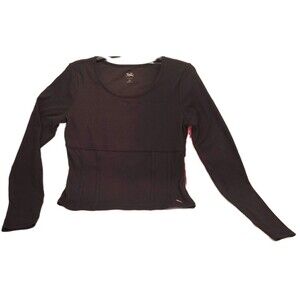 Justice Girl's Ribbed Shirt Long Sleeve Base Layer Black XL 16/18 NWT